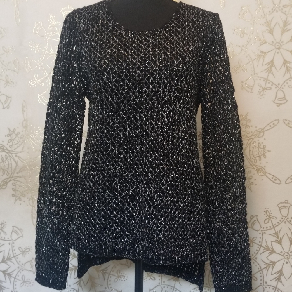 Black with tinsel long sleeved dress shirt